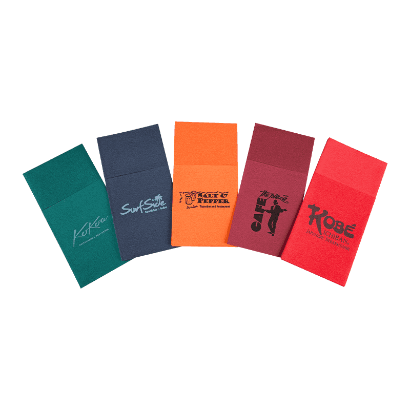 40x40 Logo personnalisé serviettes préliminées serviettes couvertes colorées pour les couverts SJ2202