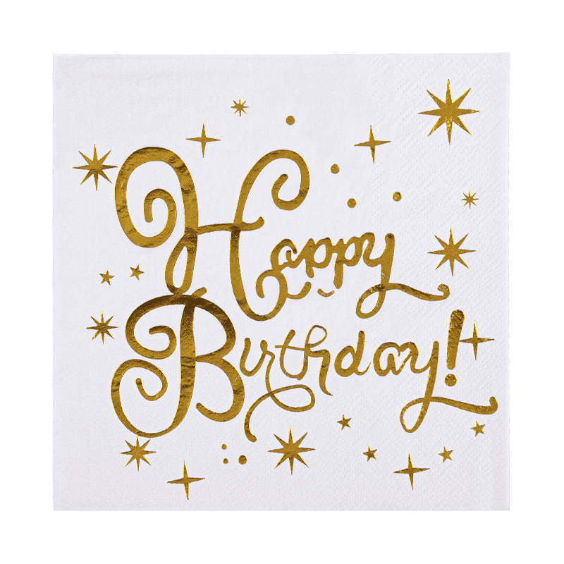 33x33 Joyeux anniversaire Cocktail Napkins 3ply Paper Napkins avec tamponnage chaud SJ3301